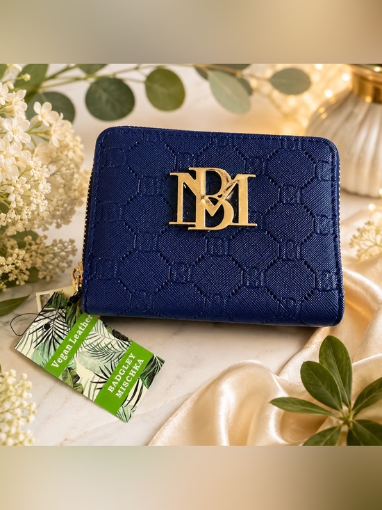 Badgley Mischka Handbags - Badgley Mischka Royal Blue Zip Wallet with Gold Logo-Retail $59